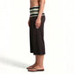 Women High Waist Fold Over Striped Waistband Cropped Wide Leg Pants Stretchy Casual Beach Yoga Capri Trousers