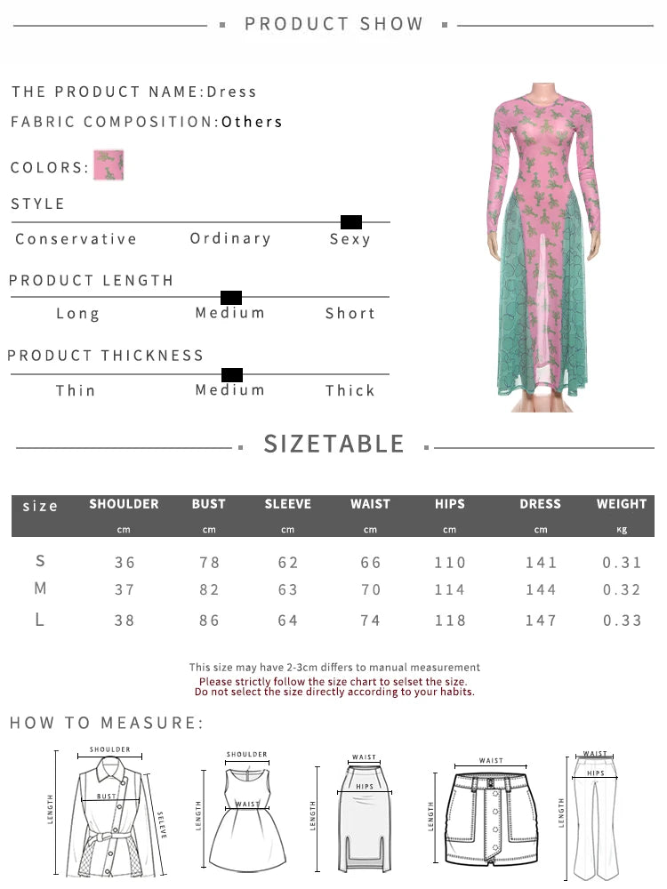 Contrast Patchwork Long Dress Women Crayfish Print o-Neck Full Sleeve See Through Hem Autumn Fashion Elegant Vestidos