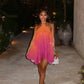 Gradient Print Backless Halter Mini Dress Sexy Summer Beach Vacation Outfits for Woman Clothing