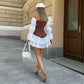 Off The Shoulder Long Sleeve Short Dresses for Woman 2025 Autumn Fashion Patchwork Corset Dress