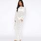 White Black Floral Lace See Through Maxi Dress Elegant Sexy Women Party Photoshoot Long Sleeve Dresses