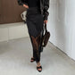 Women Patchwork Lace Skirts 2026 New High Waist Slim Hollow Out Maxi Skirts Autumn Brown Fashion Party Club Boho Skirt