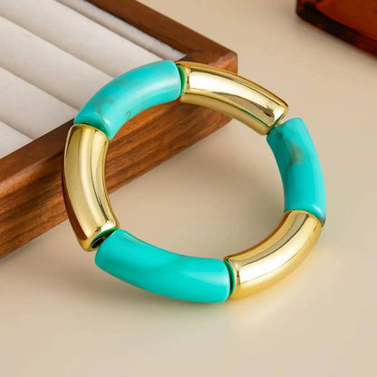 4 Styles Trendy Acrylic Resilient Elastic Bangle Women Retro Lake Blue Stacking Hand Accessories Daily New Jewelry Gift