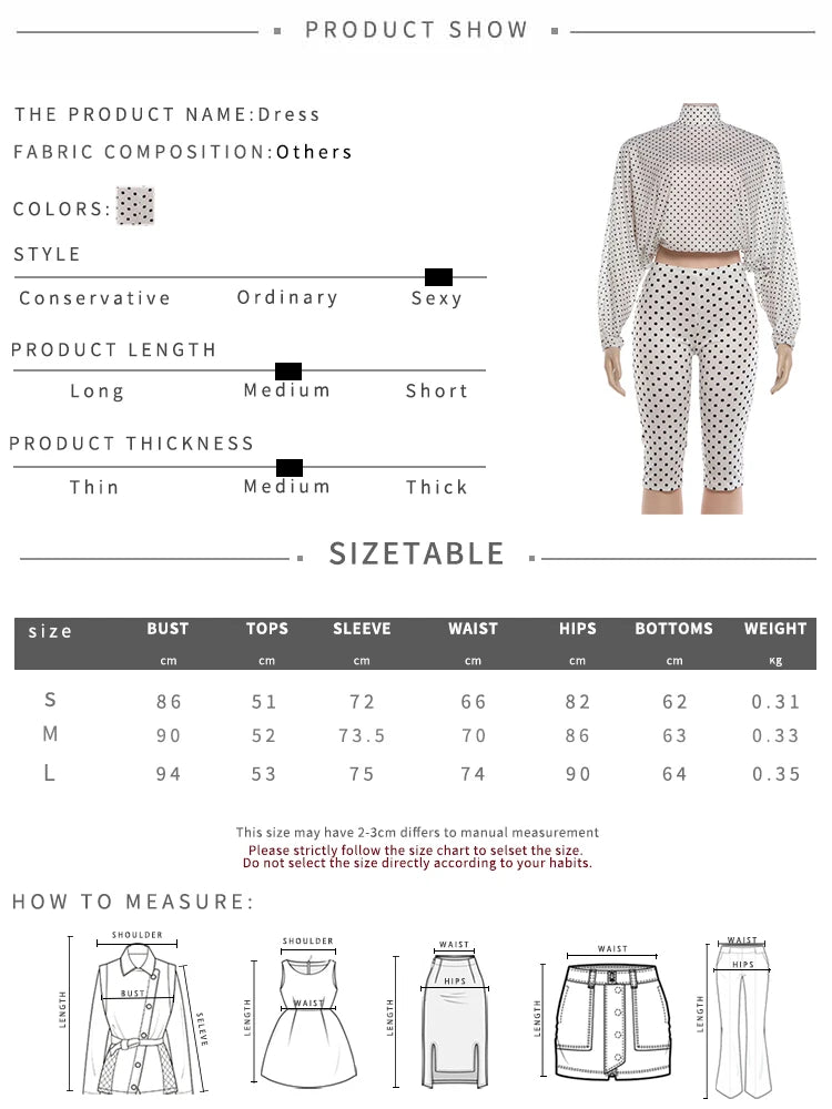 Sexy Polka Dot Print 2Piece Set Woman Oversize Style See Through Design Crop Tops+Skinny Shorts Club Party Style Suit