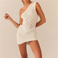 Women Knitted Bodycon Short Mini Dresses Sleeveless One Shoulder Cutout Wrapped Casual Party Summer Spring Dress
