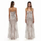 Leopard Print Mesh Sheer Spaghetti Strap Maxi Dress Elegant Flowing A-line Dresses for Woman Vacation Outfits