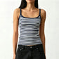 Women Striped Ribbed Tank Top U Neck Sleeveless Slim Fit Cami Top Y2K Retro Stripe Print Summer Casual Camisole