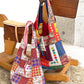 Color Block Casual Commute Large Capacity Lightweight Tote Shoulder Canvas Bag for Women