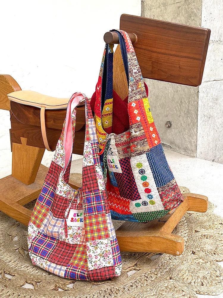 Color Block Casual Commute Large Capacity Lightweight Tote Shoulder Canvas Bag for Women