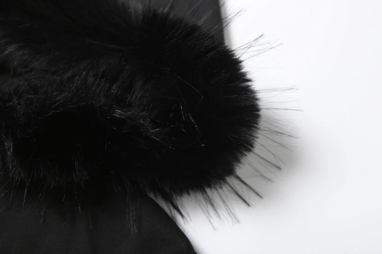 Furry Patchwork Jacket Women Hooded Autumn Trend Zip Super Short Full Sleeve Simple Wild Gothic Punk Street Club Coat