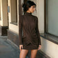 Turtleneck Long Sleeve Mini Dress with Draped Crossover Front Fashion Autumn Winter Dresses 2026