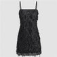 Women Y2K Sparkly Sequin Fringe Mini Dress Spaghetti Strap Bodycon Cocktail Dress for Nightclub Party Music Festival