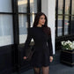 Button Up Long Sleeve Mini Dress Black Elegant Office Ladies Clothes Women's Casual Dresses Spring 2026