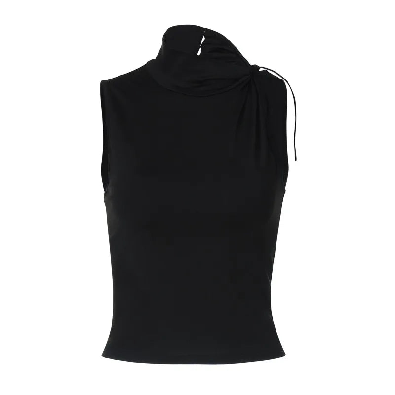 Sexy Black Twisted Sleeveless Tops Woman Clothing Fashion 2025 Summer Tight Fitted Cropped Tank Tops