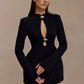 Hollow Out Long Sleeve Sexy Blazer Dress Women Elegant Autumn Winter New Cut Out High Waist Club Party Blazers Dresses