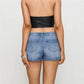 Fashion Women’s Denim Skorts Casual Mid Waist Studded A-line Skirts Summer Jean Shorts with Pockets Y2K Streetwear