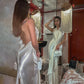 Summer White Dress Evening Party Elegant Satin Deep V Neck Backless Split Long Dresses for Woman Clothing