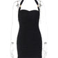 halter backless sexy mini dress women gown elegant black square collar sleeveless high waist skinny club party dresses