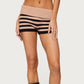 Women Y2k Knit Mini Shorts Striped Foldover Low Waist Elastic Slim Fit Vintage Going Out Micro Bottom Streetwear