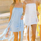 Women Sexy Sleeveless Spaghetti Strap Tassel Mini Dress with Flowing Ribbons Casual Loose Square Neck Party Club Dress