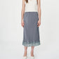 Elegant Women Satin Half Slips Lace Trim Long Underskirt High Waisted Silky Skirt Soft Slip Dress for Skirts Dresses
