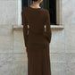 Long Sleeve Ruched Sexy Maxi Dress Women Autumn Winter Fashion O Neck High Waist Bodycon Club Party Long Dress Elegant