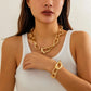 Vintage Punk Heavy Metal Big Chunky Chain Necklace for Women Goth OT Buckle Lock Choker Grunge Jewelry Steampunk Men