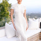 Knit Women Shorts Sleeve Dress Elegant Striped See Through Solid Skinny Elastic o-Neck Bodycon Vestidos Streetwear