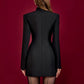 Long Sleeve Single-breasted Sexy Mini Blazer Dress Women Turtleneck Two Pocket Club Party Blazers Dress Office Lady