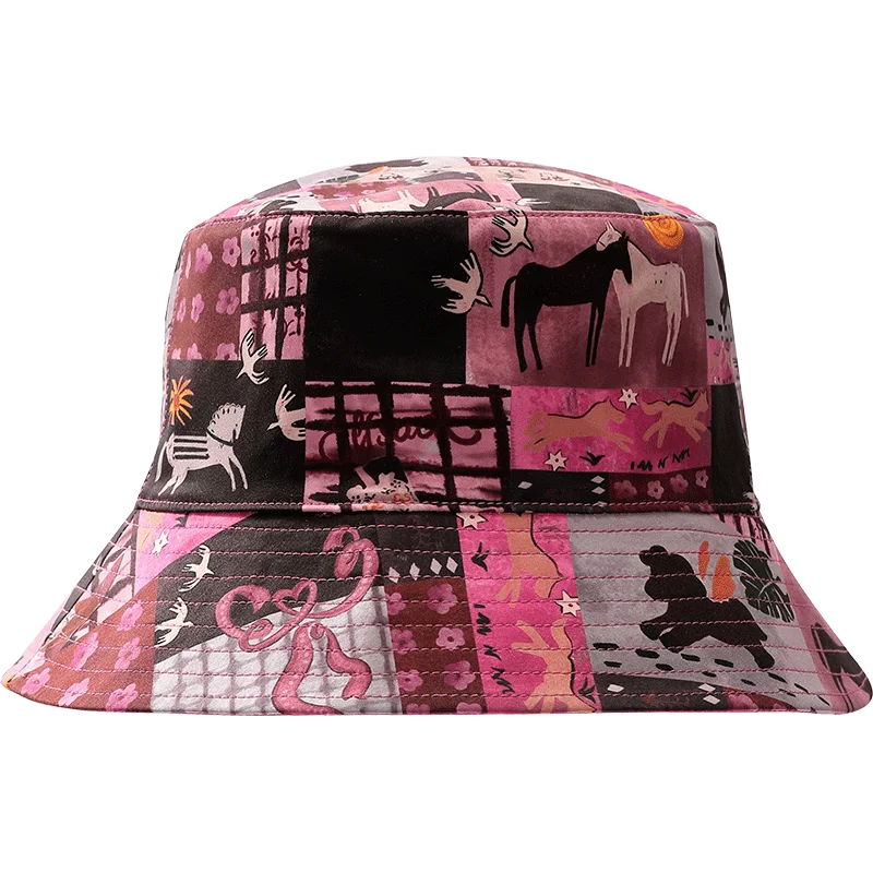 Patchwork Print Bucket Hat with Floral Pattern, Retro Mixed Block Sun Hat for Daily Outdoor, Chic Aesthetic Headwear
