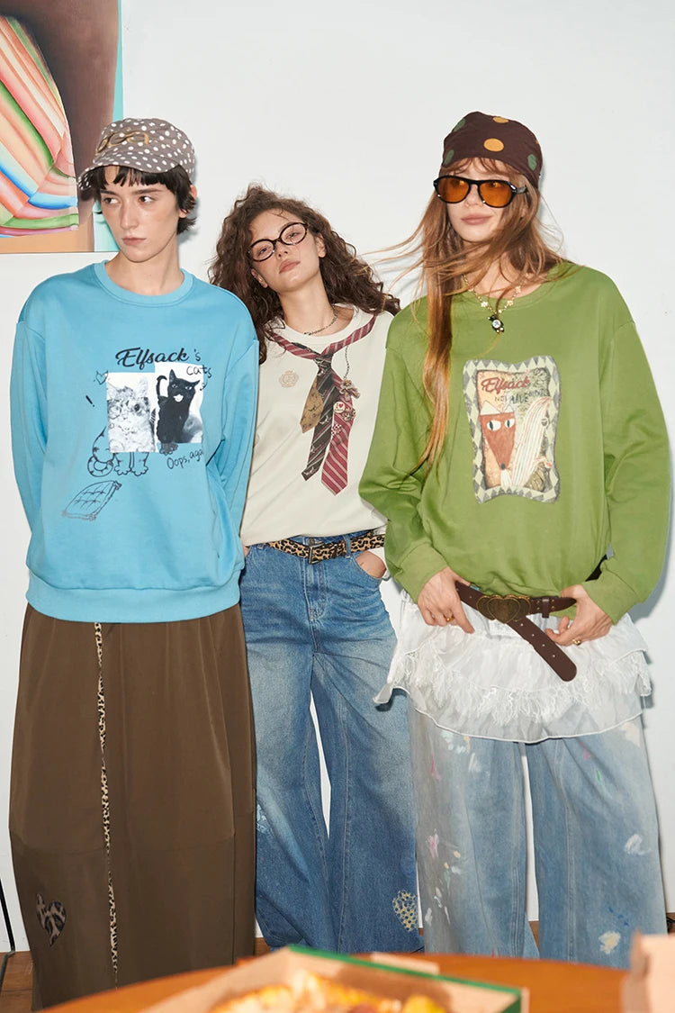 Women's Sweatshirt with Graphic and Slogan Print, Everyday Outdoor Top