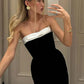 Off-shoulder Strapless Backless Sexy Maxi Dress For Women Patchwork Sleeveless High Waist Bodycon Split Long Dress