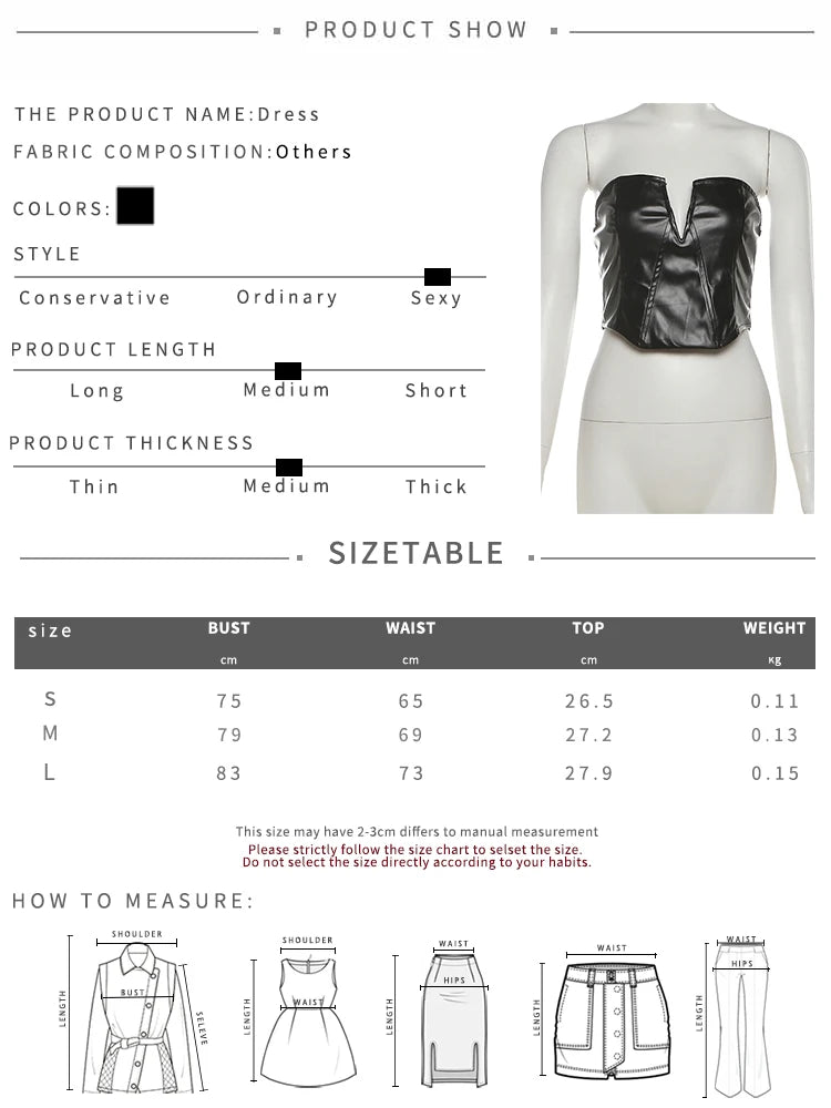 Sexy Punk Pu 2-Piece Set Women Irregular Corset Top+Skinny Zip Shorts Matching Simple Hottie High Street Hipster Clubwear