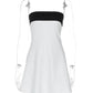 Off-shoulder Strapless Sexy Mini Dress For Women Robe Patchwork Backless Sleeveless High Waist A-line Club Party Dress