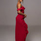 Elegant Ruffle Sexy Maxi Dress Women Spaghetti Strap Flower Sleeveless Backless High Split Club Party Evening Dress