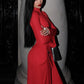 Long Sleeve Maxi Dresses for Women Elegant Red Evening Dress Ladies Party Outfits High Street Fashion 2025