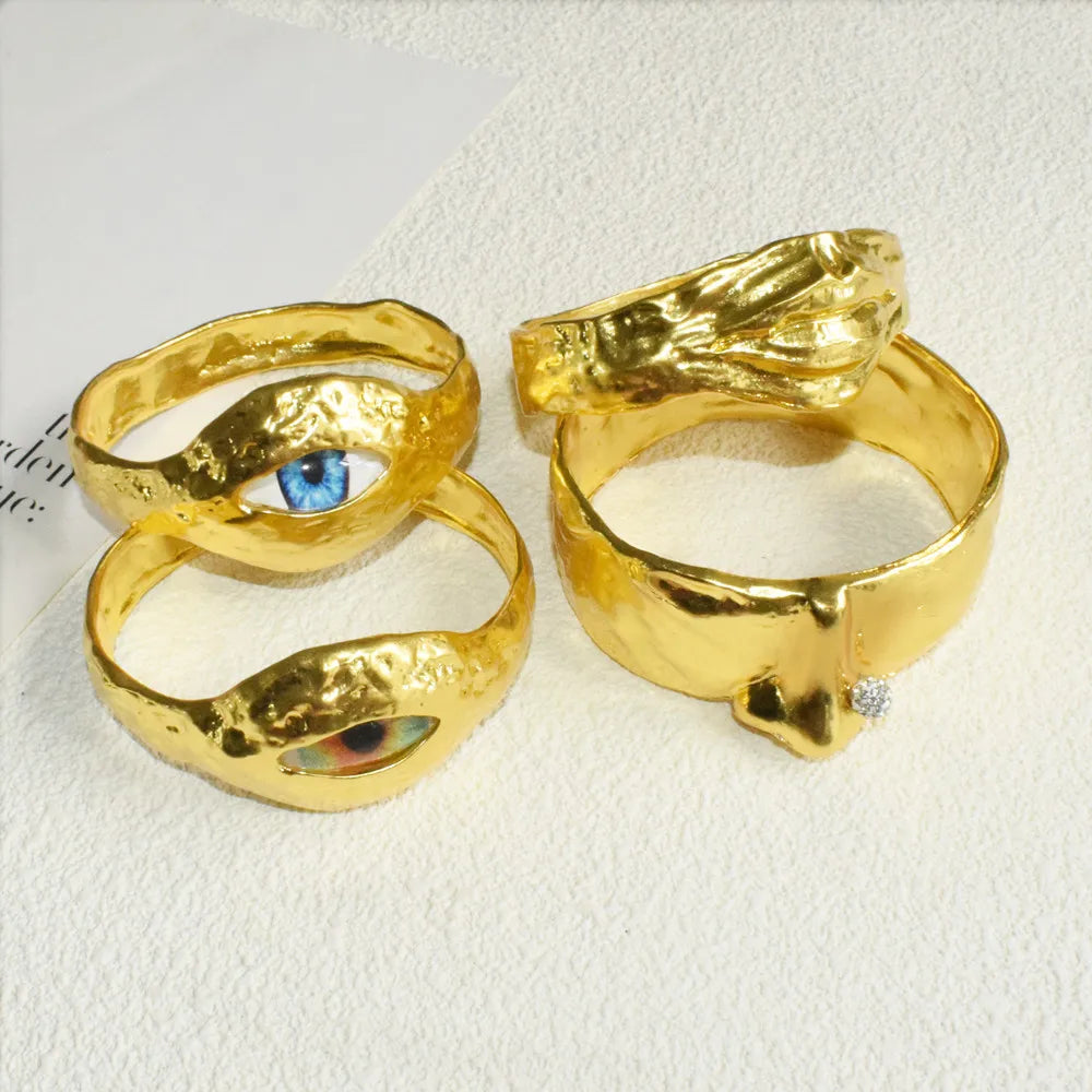 Surrealist Alloy Plated Eyes Nose Mouth Small Wrist Bangle For Women Fashion Jewelry Gorgeous Hand Simple Bracelet Accessory