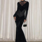 Lace Patchwork Long Dress Woman Autumn Trend o-Neck Full Sleeve High Waist Robe Midnight Prom Party Elegant Vestidos