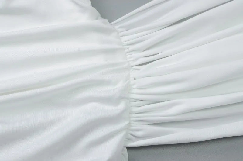 Trendy Asymmetrical Tops for Woman Streetwear Clothing Twisted One Shoulder Ruched Tank Tops White