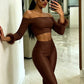 Fashion Satin 2 Piece Set Women Simple Furs Patchwork Slash Neck T-Shirts+Mid-Length Shorts Trend Party Street Suits