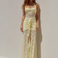 Lace Draped Ruched Sexy Maxi Dress Women Summer Patchwork Halter Sleeveless Backless Bodycon Club Long Dress Elegant