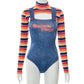 Halloween Costumes for Women Scary Nightmare Killer Doll Wanna Play Movie Character Bodysuit Chucky Doll Costume Set