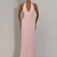 Women Halter Deep V Neck Sexy Maxi Dress Elegant Sleeveless Backless Bodycon Club Party Long Dresses Wedding Guest