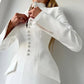 Button Up Long Sleeve Short Dresses for Woman Clothes Elegant Fashion Black White Dress Office Ladies