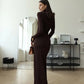 Long Party Elegant Dress Turtleneck Long Sleeve High Split Maxi Dresses Women Clothing Winter
