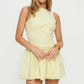 Sleeveless Smocked Waist Mini Dress Women's Ruffle Hem Back Tie Stripe Eyelet Embroidery Summer Y2K Coquette Dress