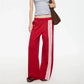 Y2K Women Side Striped Wide Leg Sweatpants Elastic Waist Loose Floor‑Length Sport Trousers Streetwear Casual Pants