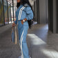 Autumn Trend 2 Piece Set Women Stripes Patchwork Full Sleeve Pullover+Drawstring Pants Casual Sporty Street Tracksuit