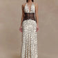 Polka Dot Backless Sexy Maxi Dress Women Gown Elegant Patchwork Lace Halter Deep V Neck Sleeveless Bodycon Club Dress