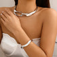 2Pcs Exaggerated Chunky Heavy Metal Big Torques Necklace Women Punk Goth Irregular Open Cuff Bangle Grunge Jewelry Set Steampunk